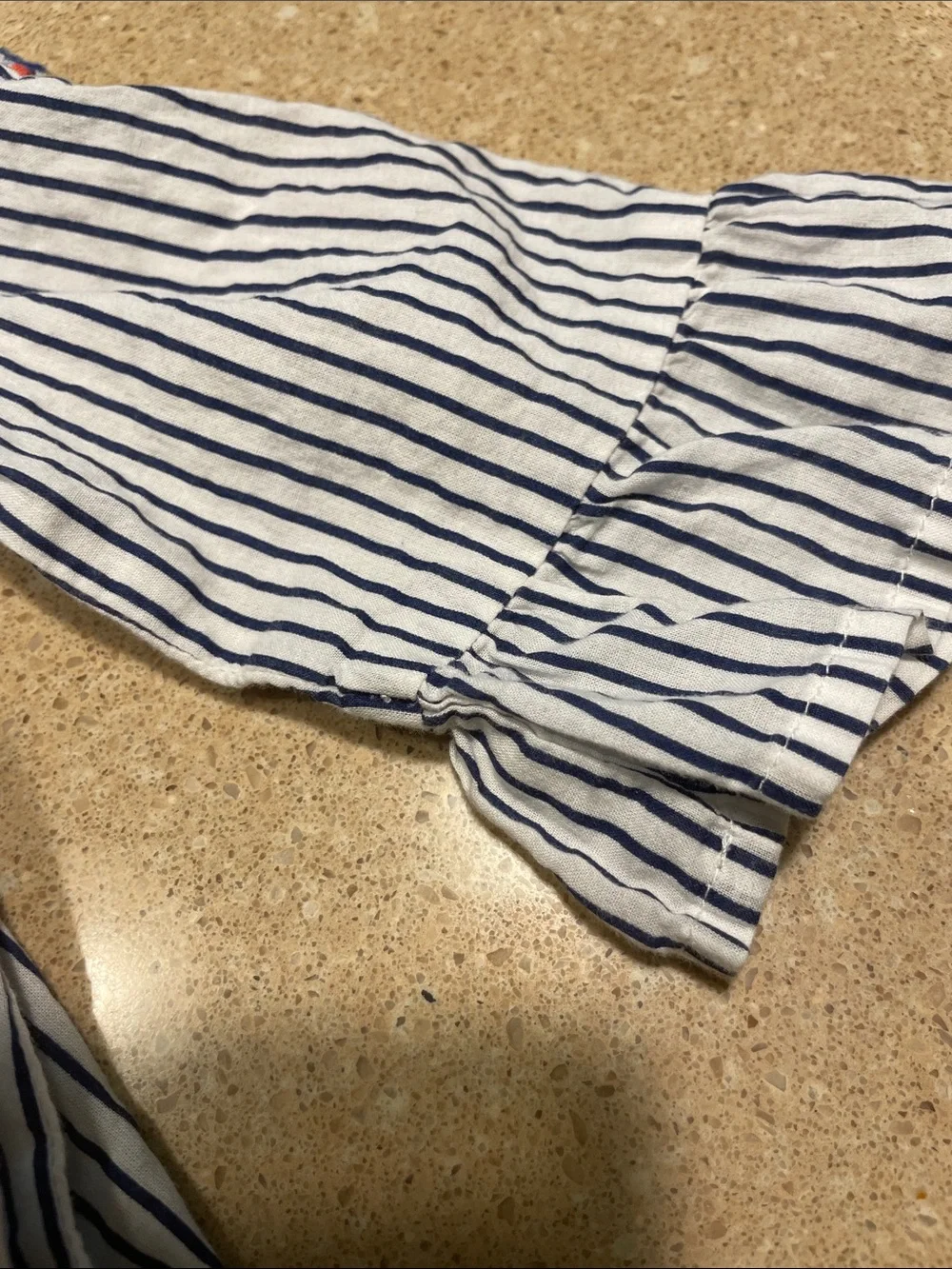 GAP Navy & White Striped Dress with Colorful Floral Embroidery